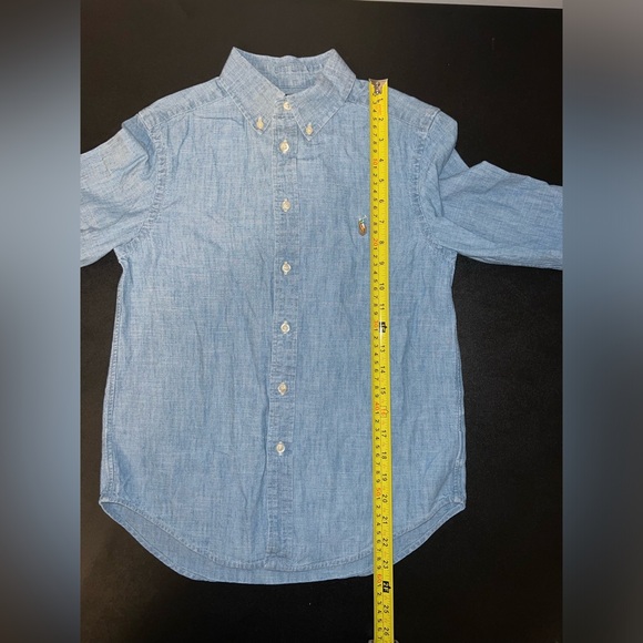 Ralph Lauren Boys Denim Blue Long Sleeve Collared Button Down Shirt 10 12 LN - Picture 5 of 7